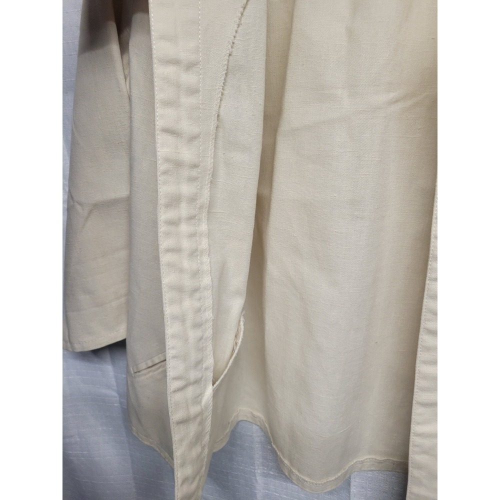 Vintage 90's Rocky Road Beige Twill Crop 3/4 Sleeve Open Front Jacket Womens 10 - Picture 9 of 10